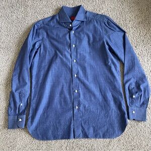 Isaia Button Down Long Sleeve Cotton Shirt